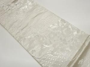 道長取りに花唐草・古典柄模様織出し袋帯